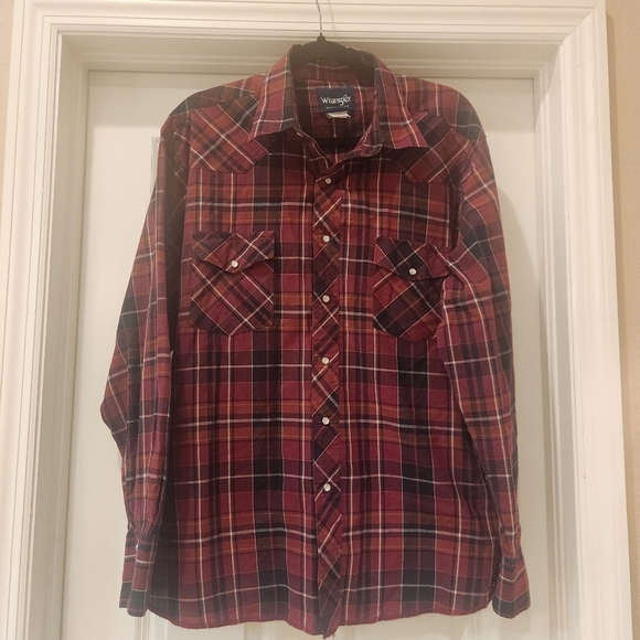 Men's Vintage Wrangler Pearl Snap Plaid Shirt Size XL - Picture 1 of 5